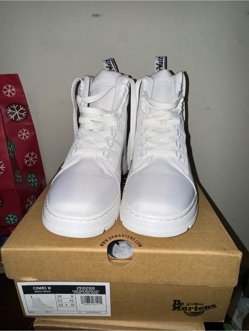 Dr. Martens White Lace-Up Combat Boots